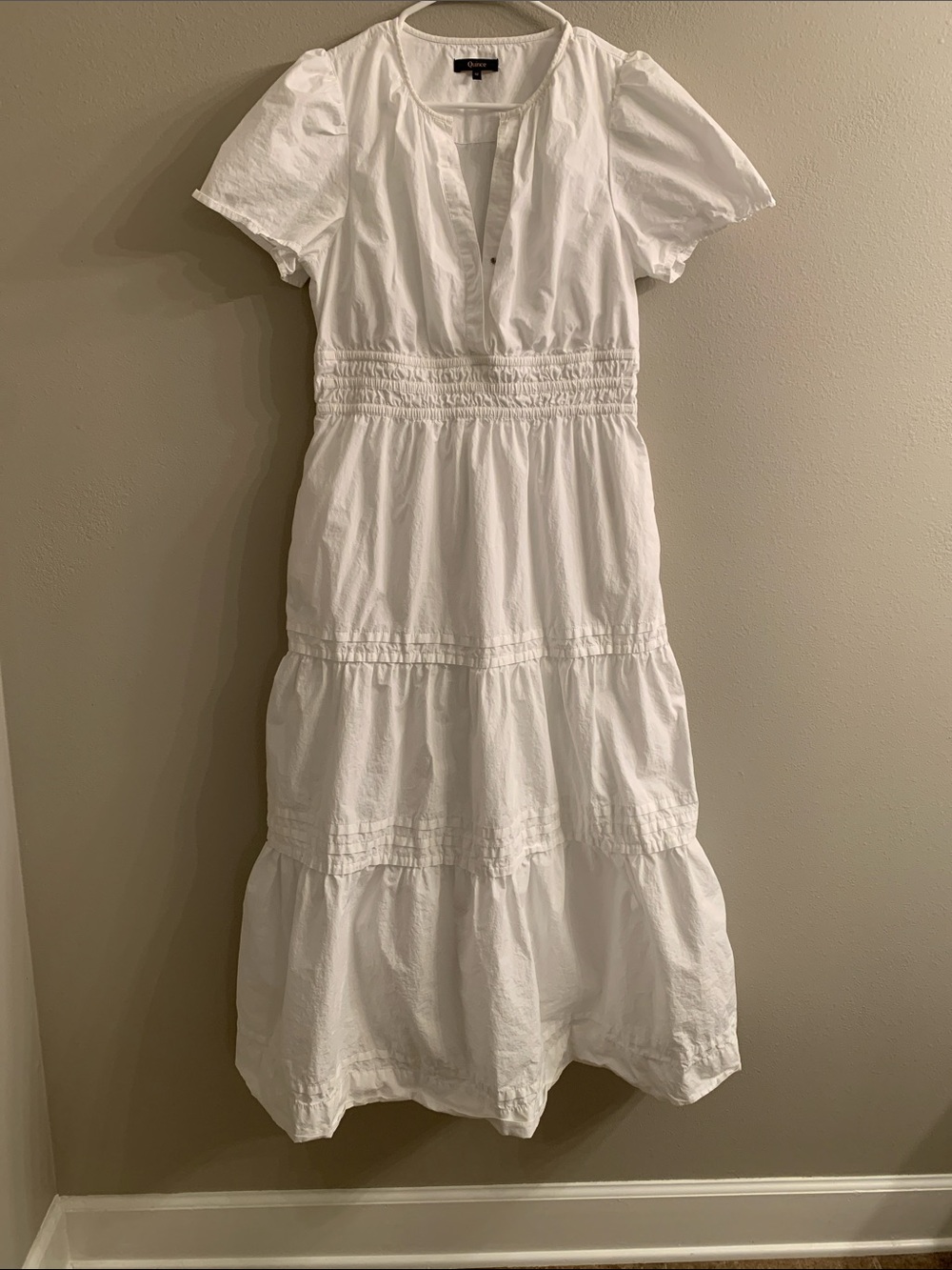 quince White Tiered organic cotton poplin tiered Maxi Dress womens medium